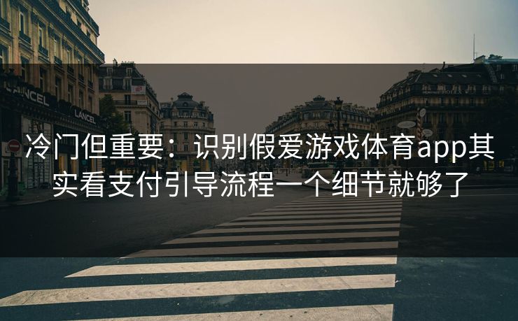 冷门但重要：识别假爱游戏体育app其实看支付引导流程一个细节就够了